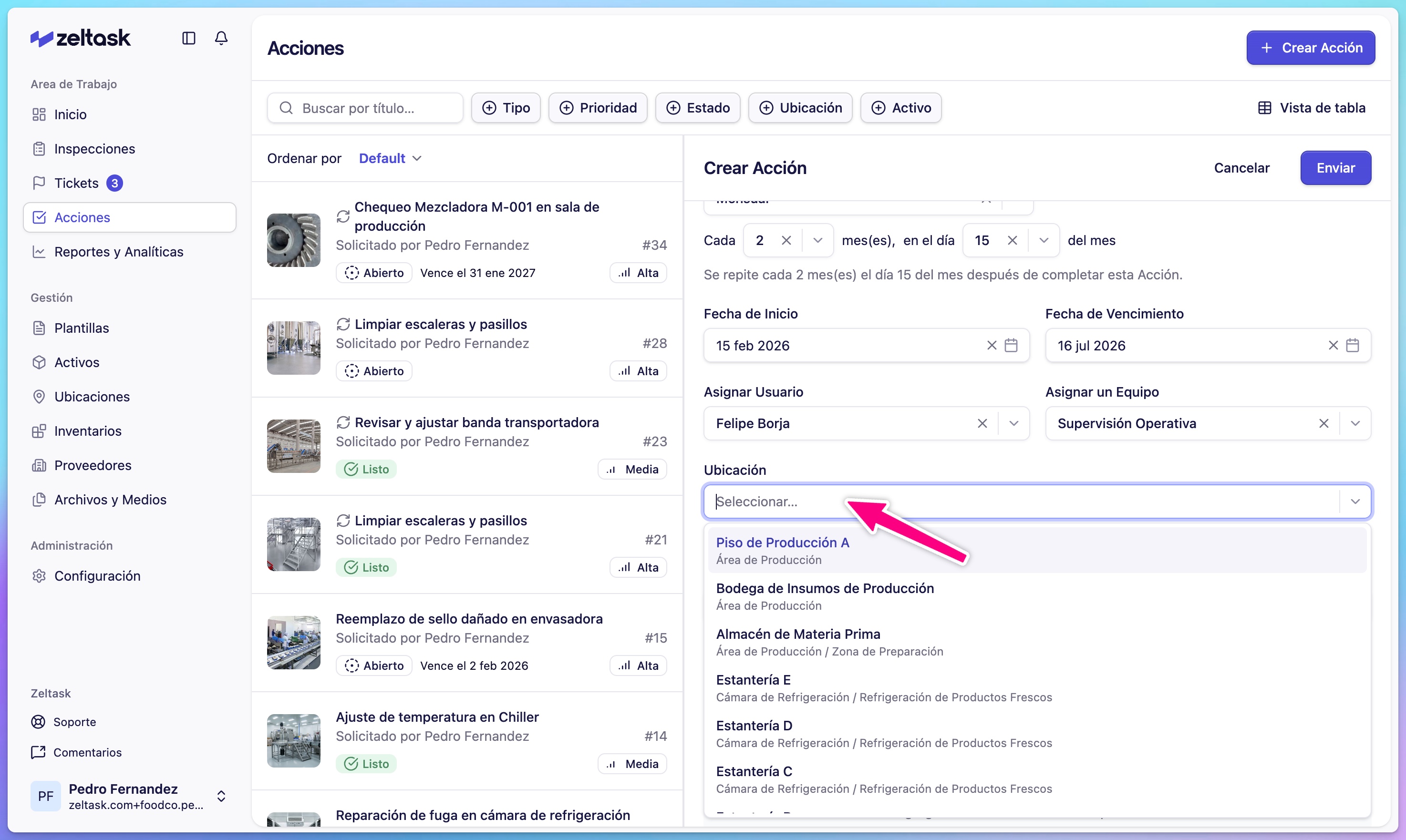 Click Location dropdown and select a location